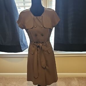 Elegant Olive Green Belted Double-Breasted Dress SIZE 6
